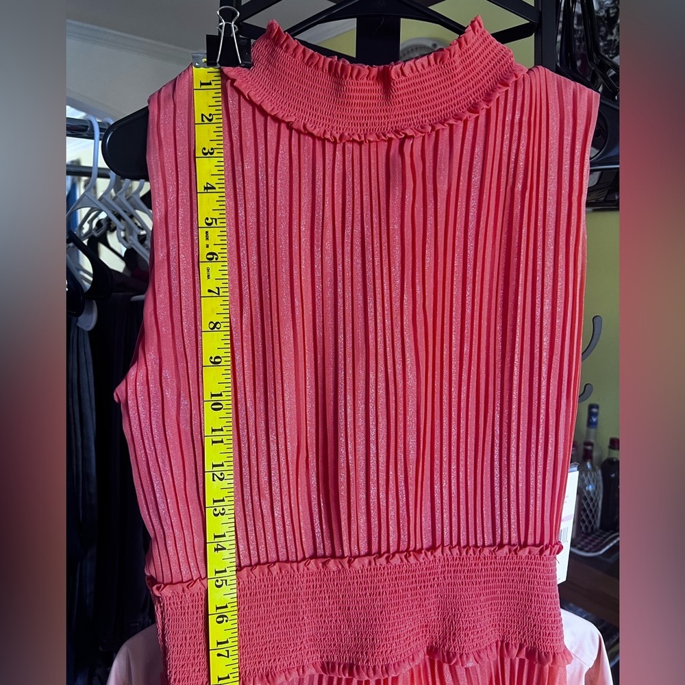NWT Nanette Lepore pleated sleeveless dress vivid coral size 10 - Picture 11 of 12